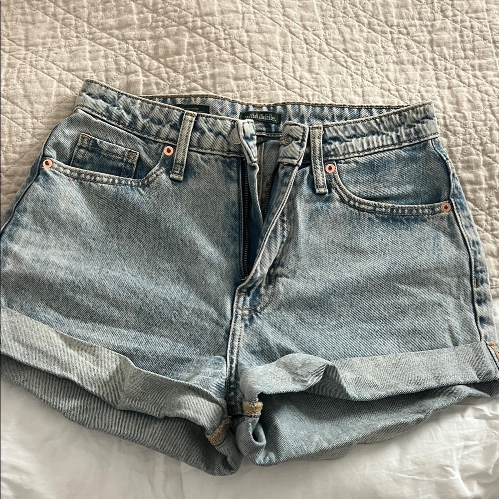 wild fable Light Blue High-Rise Rolled Hem Jean Shorts